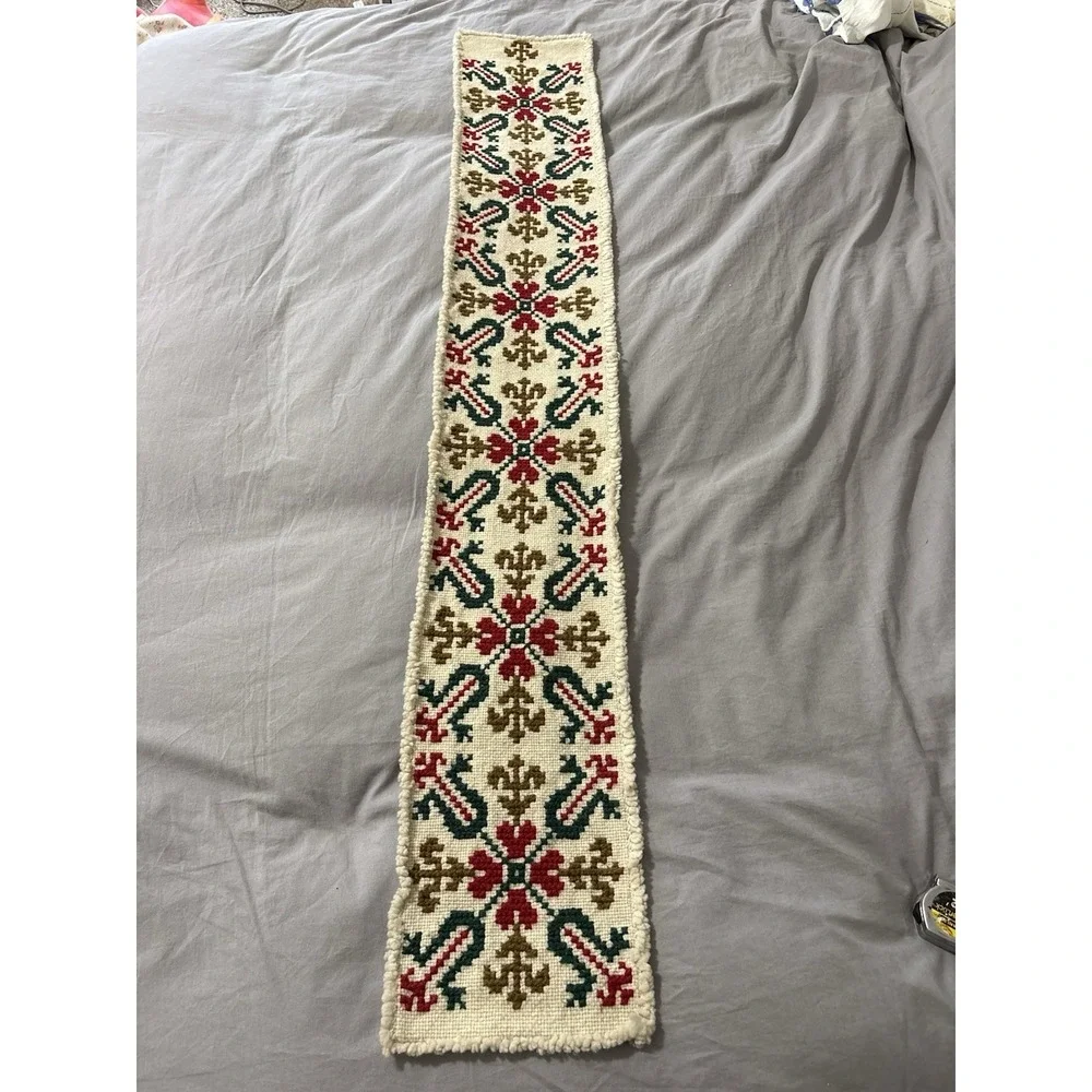 Vintage Folk Art Scandinavian Swedish Bell Pull Tapestry Embroidery Wall Hanging